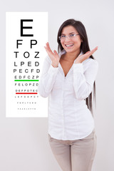 Jubilant lady with new glasses