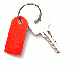 Blank tag and a key isolated on white background