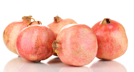 Ripe pomegranates isolated on white