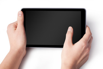 Hands with tablet computer