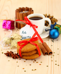 Obraz na płótnie Canvas Ciasteczka dla Świętego Mikołaja: Conceptual obraz imbir, mleko i ciasteczka