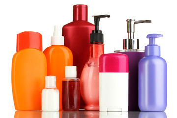A lot of different cosmetic products for personal care isolated