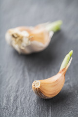 garlic on slate plate