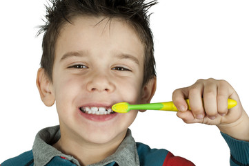 Boy brushing his teeth