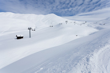 Fototapeta na wymiar Ski region Ciampac near Canazei, Dolomites, Italy