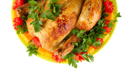 baked whole chicken with vegetables