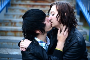 outdoor portrait of a punk couple