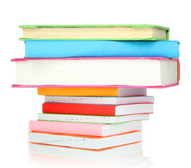 Stack of multicolor books  isolated on white