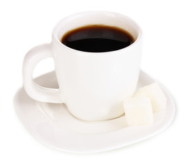 A cup of strong coffee isolated on white