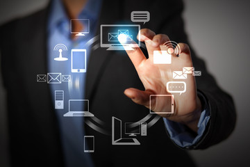 hand pushing on a touch screen