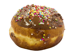 Donut (sufgania) for Hanukkah isolated on white