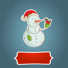 Christmas snowman invitation postcard