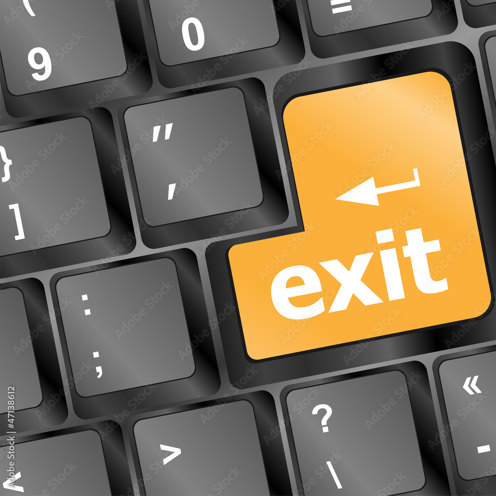 Poster computer keyboard with exit button