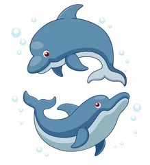 Poster Illustratie van Cartoon Dolfijnen © sararoom