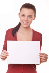 Fototapeta premium woman with blank board