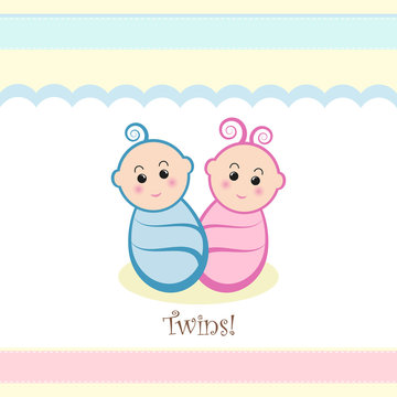 Baby Boy Girl Twins Stock Vector Adobe Stock