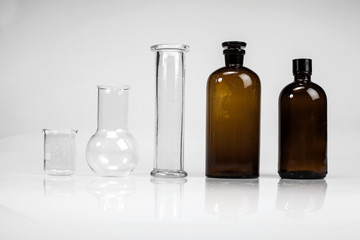 Pharmacy bottles and test-tubes
