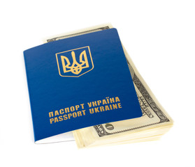 Fototapeta premium Ukrainian foreign passports and dollars