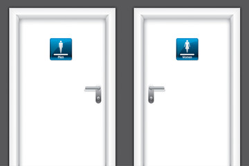 Doors with restroom symbols