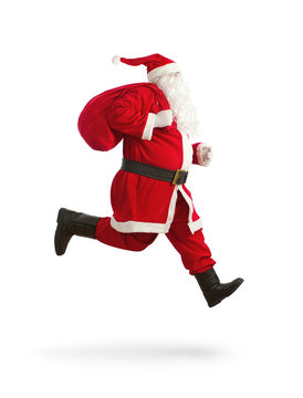 Santa Claus on the run to delivery christmas presents
