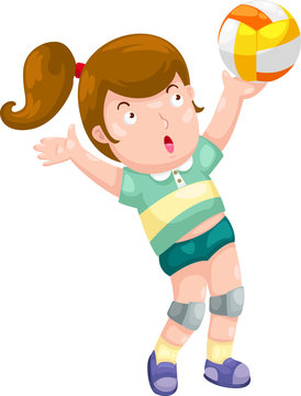 Young Girl playing volleyball illustration vector