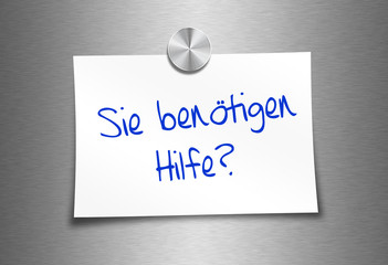 Notizzettel weiß mit Magnet befestigt - Sie benötigen Hilfe?