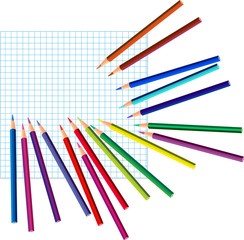 colored pencils on a squared paper
