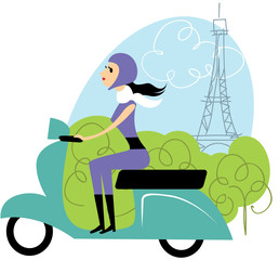 Scooter girl in Paris