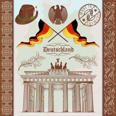 Fototapeta premium German Symbols Vintage Set