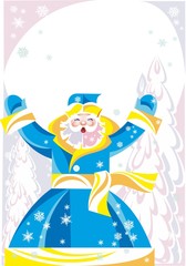 Russian Santa Claus with xmas tree (blue)