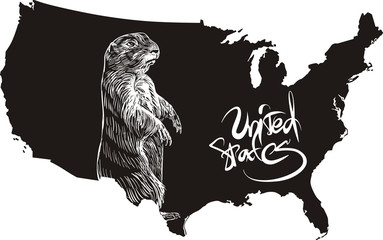 Marmot and U.S. outline map