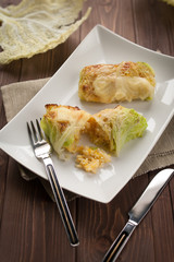 Roulade of cabbage and rice