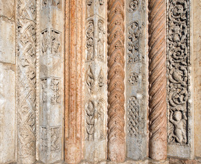 Closeup of Marble Decoration - XII Century Verona Italy