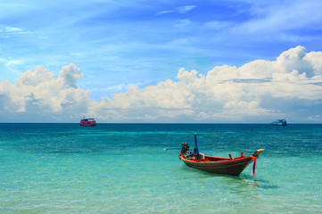 Taxi boat in the tropical paradise sea, Koh Tao, Thailand
