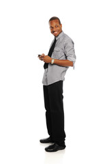 Young Black Businessman with smart phone