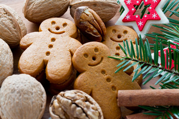 Gingerbread man - Christmas cookies and nuts