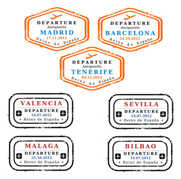 Spain visa stamps - Madrid, Barcelona, Tenerife