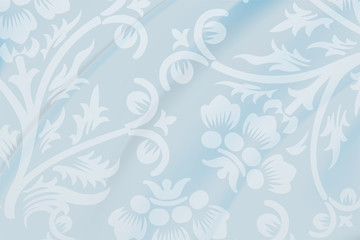 Blue floral fabric wallpaper