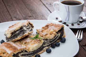 Plate with fresh Poppy-Seed Cake