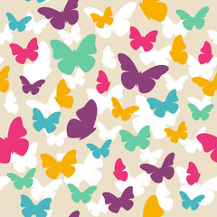 Plakaty  Piękny wzór z kolorowych motyli. Wektor