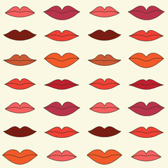 Stylish pattern with color lips. Vector illustration