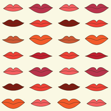 Stylish pattern with color lips. Vector illustration