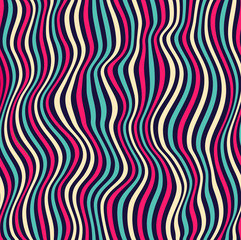 Seamless stylish colorful waved stripes. Vector illustration