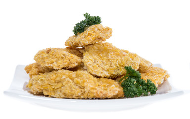 Portion of Chicken Nuggets on white
