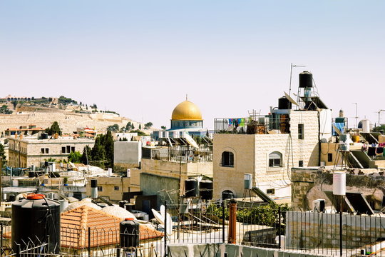 View from the walls of ancient Jerusalem rooftops
