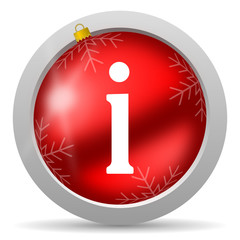 information red glossy christmas icon on white background