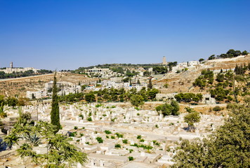 The ancient Muslim cemetery near the walls of ancient Jerusalem