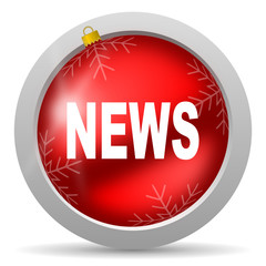news red glossy christmas icon on white background