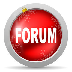 forum red glossy christmas icon on white background