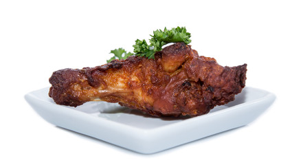 Plate with Chicken Pieces on white